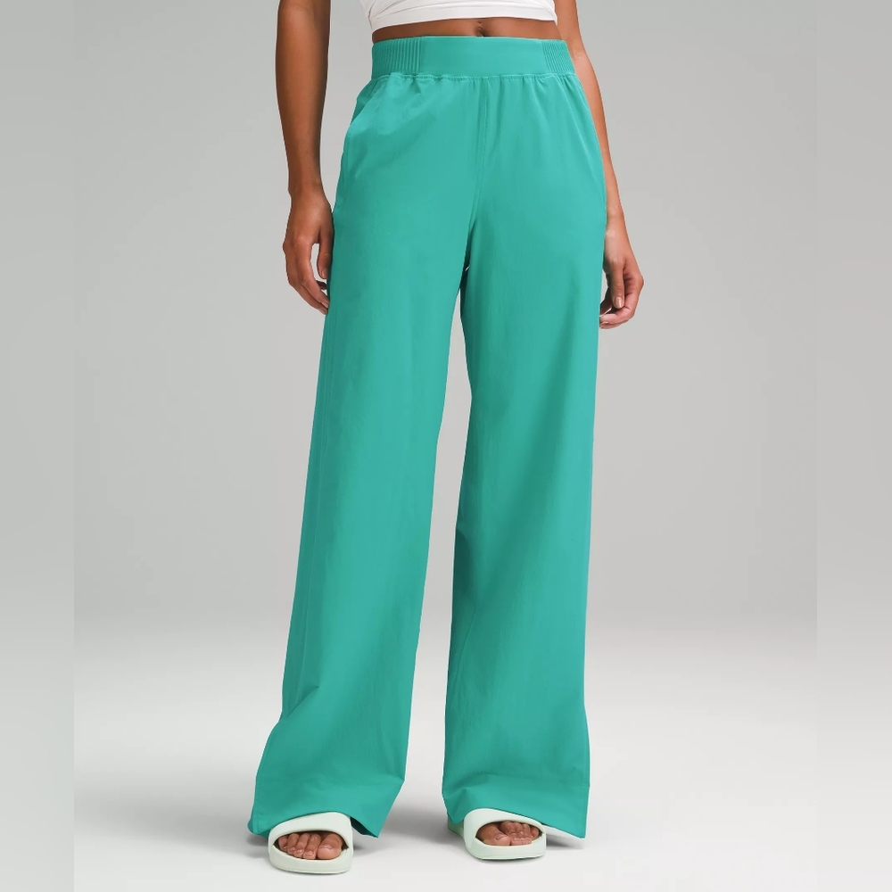 LULULEMON Stretch Woven WIDE-LEG High-Rise KLLG Kelly Green Sz L